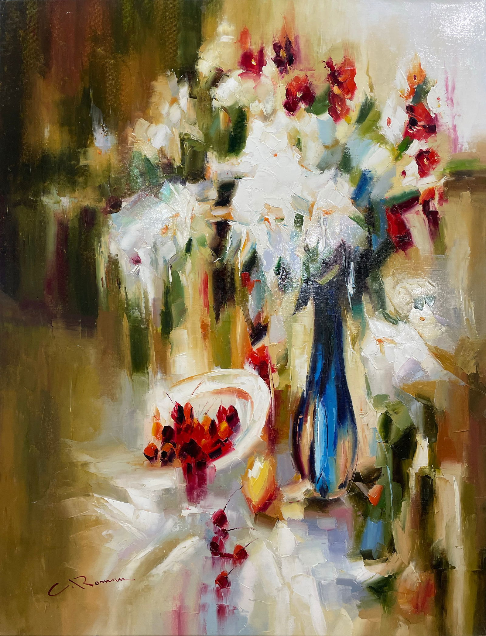 C. Roman 40x30 Original Floral Painting (1 of 6)