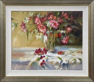 C. Roman 26.75x30.75 Original Floral Painting