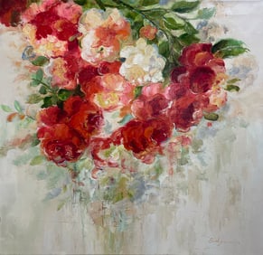 Emily C. 35x35 Original Floral Painting