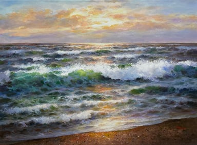 Guy Choi 30x40 Original Seascape Sunset Painting
