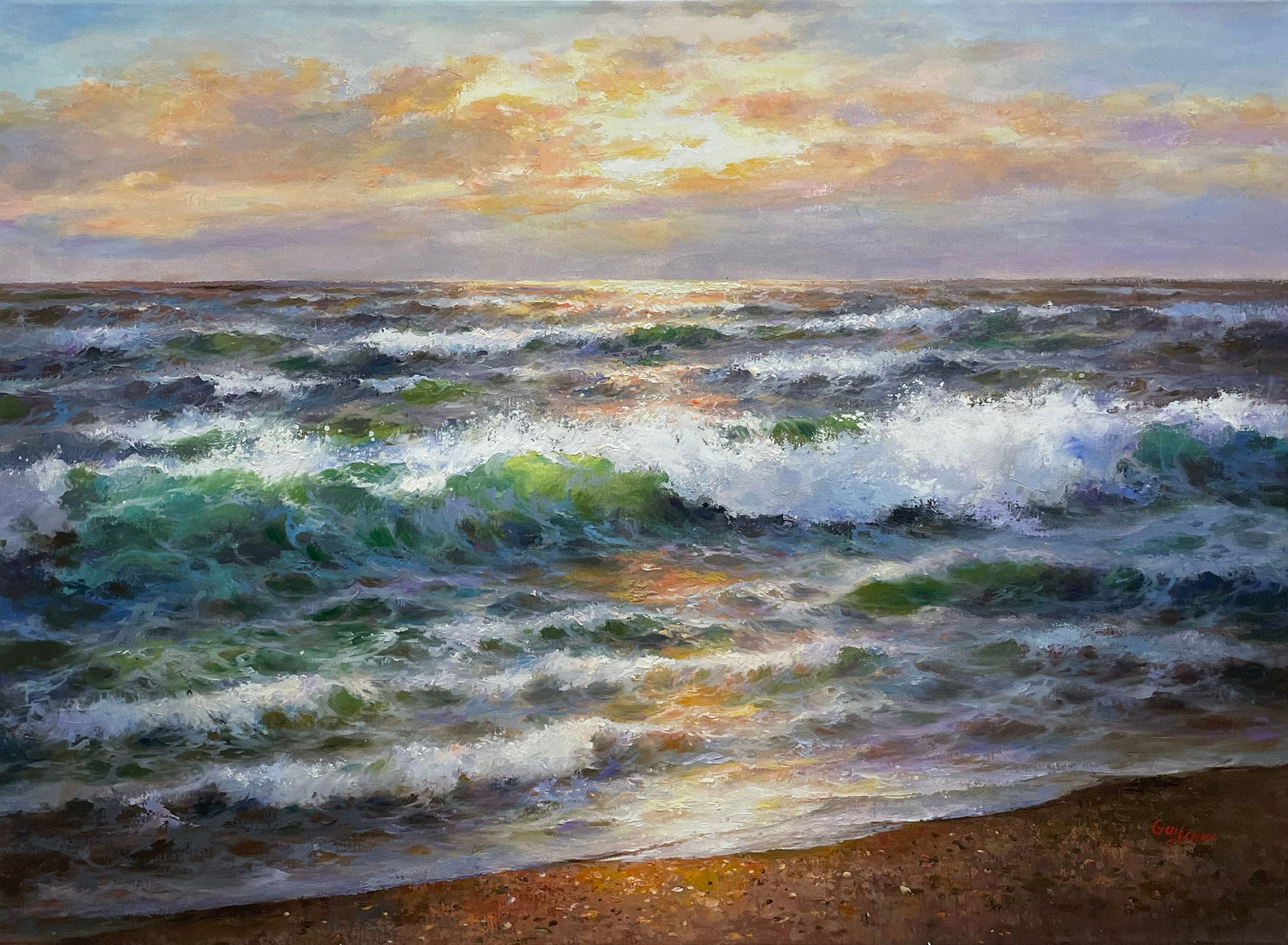 Guy Choi 30x40 Original Seascape Sunset Painting (1 of 6)