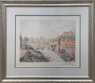 H. Claude Pissarro 28x42 LE Framed Landscape Etching