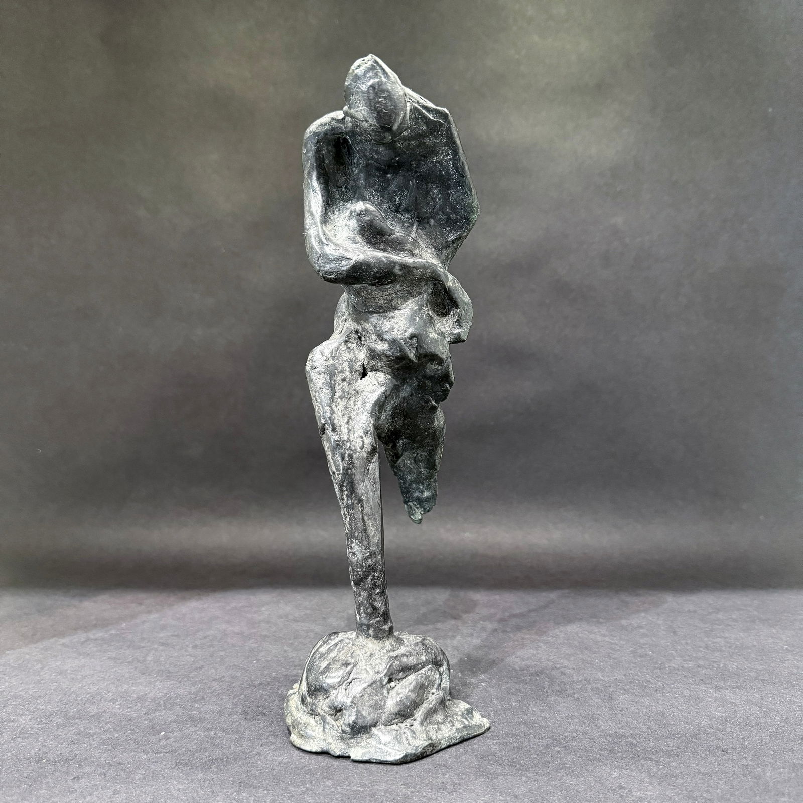 Hanna Stiebel 11x5x5 Abstract Bronze Sculpture: Artist: Hanna Stiebel (1924-2005) Jewish Title: Mother and Child II Medium: Bronze Size: 11 h x 5 w x 5 d Edition: Original Signature: Signed on base. Certificate of Authenticity and Gallery Appraisa