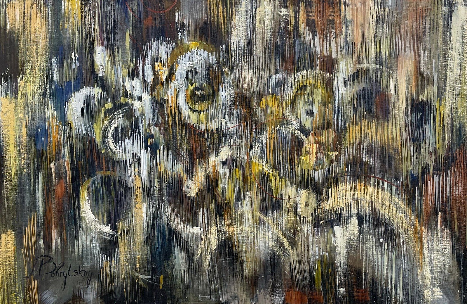 Ilona Bobrytskay 24x36 Abstract Painting: Artist: Ilona Bobrytskay Ukrainian Title: Moment Medium: Oil on Canvas Art Size: 36h x 24w Item Weight: 3 lbs. Signature: Signed in bottom left corner Artwork is stretched on wooden stretcher bars. Wi