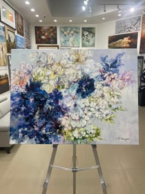 J. Morgan 27.25x37.75 Original Floral Painting