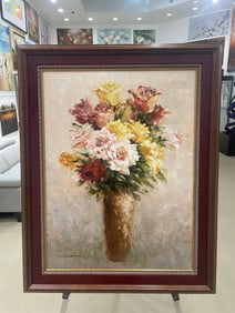 Jamie Lisa 49x39 Original Framed Floral Painting