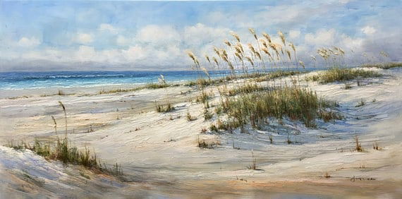 Jun Lee 24x48 Original Beachscape Painting