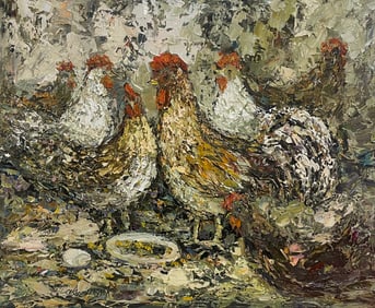 Konstantin Savchenko 24x28 Original Chicken Painting