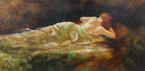 L. Garvin 30x60 Original Figurative Painting