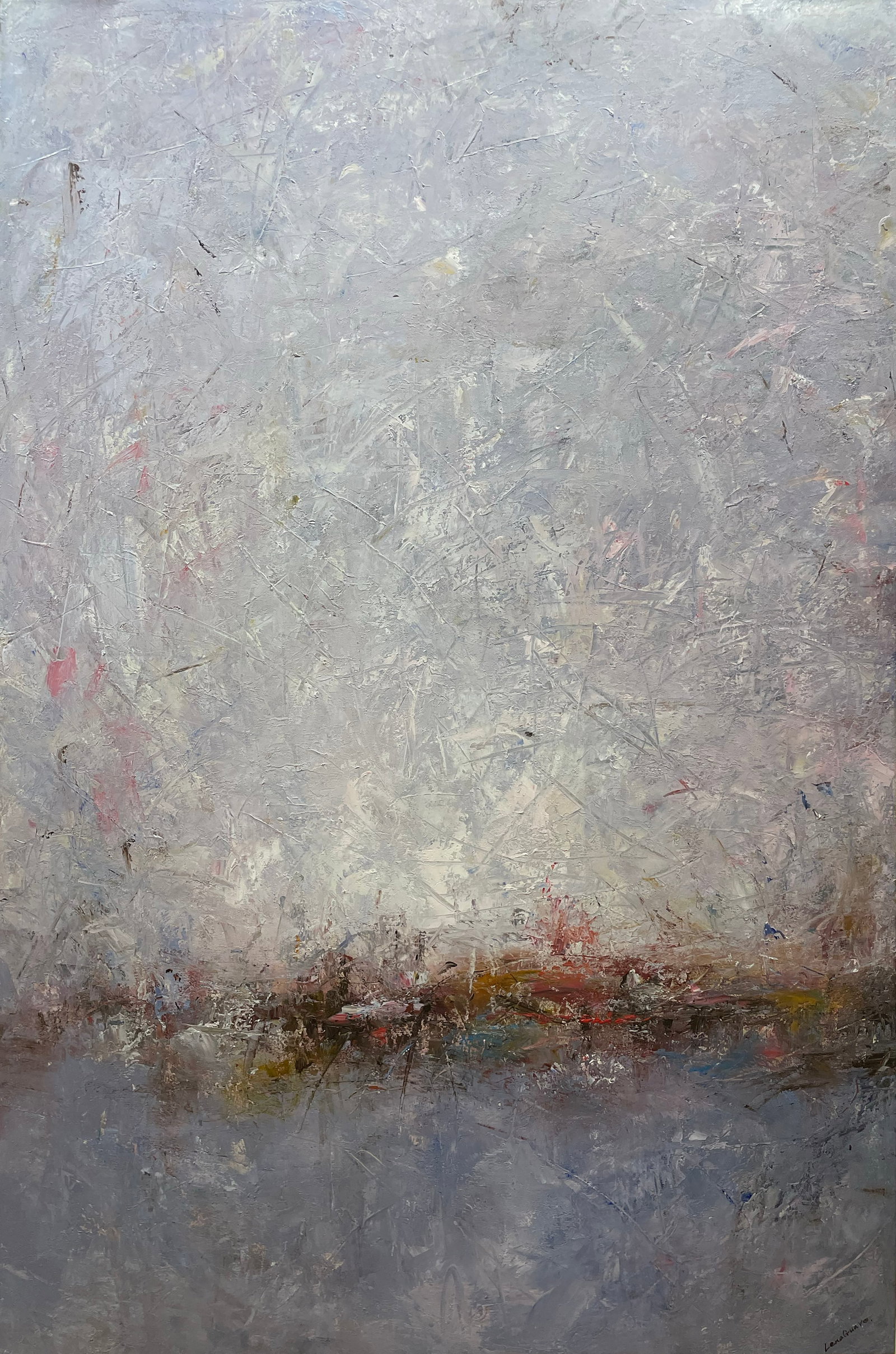 Lena Guavo 68x45 Original Abstract Painting: Artist: Lena Guavo (b. 1979) Chinese Title: Exhale Medium: Acrylic on Canvas Art Size: 68h x 45w Item Weight: 16 lbs. Edition: Original Signature: Signed in bottom right corner. Artwork is gallery wra