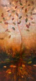 Lun Tse 64x28 Original Abstract Floral Painting
