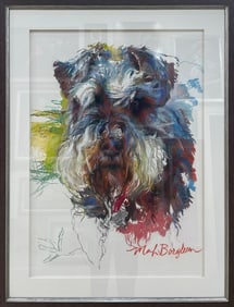 Marilyn Borglum 42x32 Original Framed Pastel Painting of a Dog