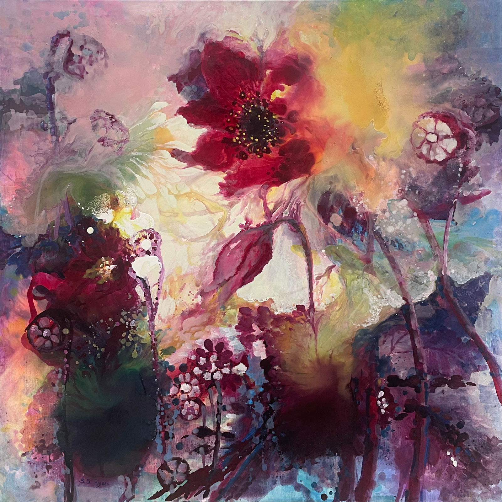 S.S. Ryan 36x36 Original Floral Painting (1 of 6)