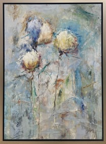 Seth Wong 47.5x37.5 Original Framed Floral Painting
