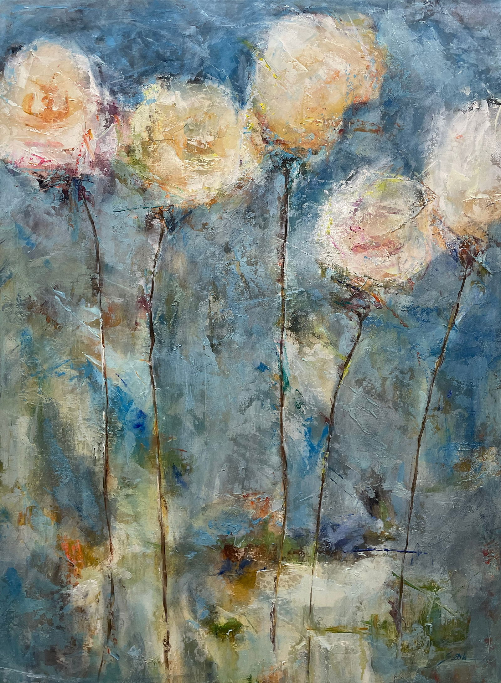 Seth Wong 45x33x1.25 Original Abstract Floral Painting (1 of 6)