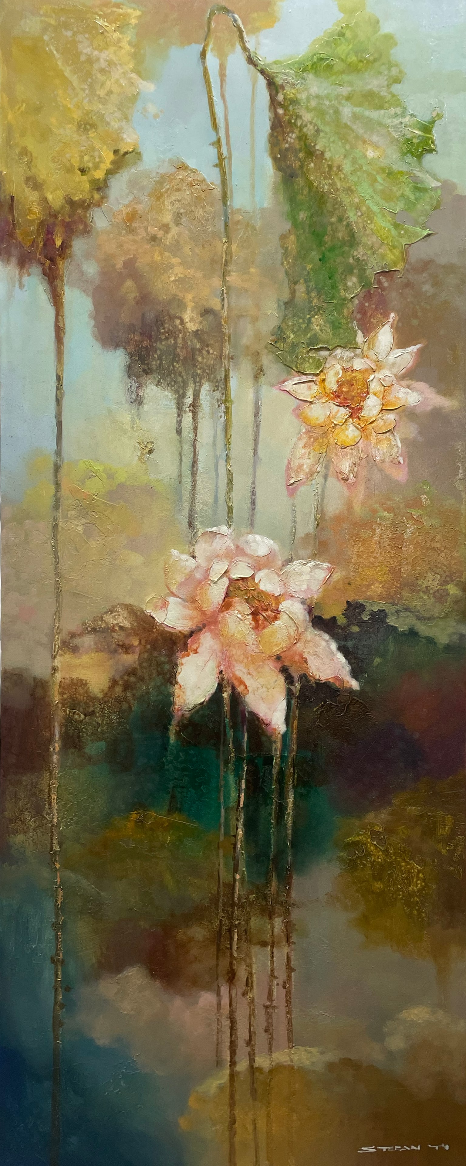 Stefan Yi 60x24 Original Floral Painting (1 of 6)