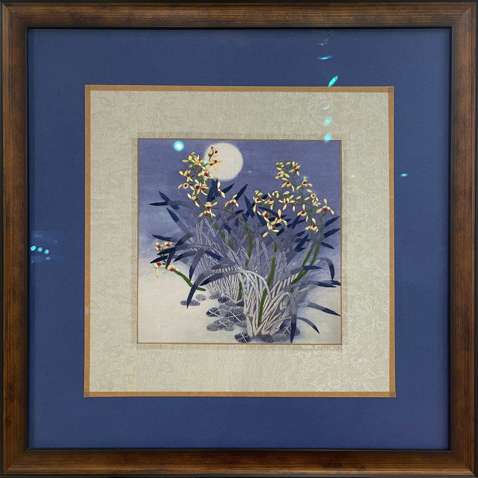 Unknown 18x18 Original Framed Chinese Silk Floral Embroidered (1 of 4)