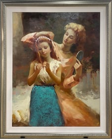 Unknown 48.5x38.5 Original Framed Figurative Painting