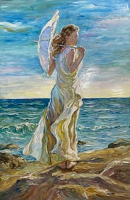 Unknown 54x36 Original Figurative Seascape Painting