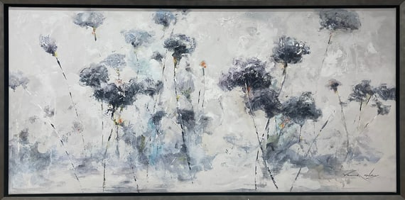 Vera Oxley 26x50 Original Framed Floral Painting