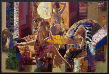 Mahmood Sabzi 50.5x74.5 Original Framed Published Figurative Painting
