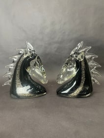 Unknown Original Glass Horses Sculptures - Set of 2