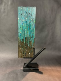 Alicia Kelemen 22 H x 10 W Sandy Sea Aqua II Glass Art Sculpture