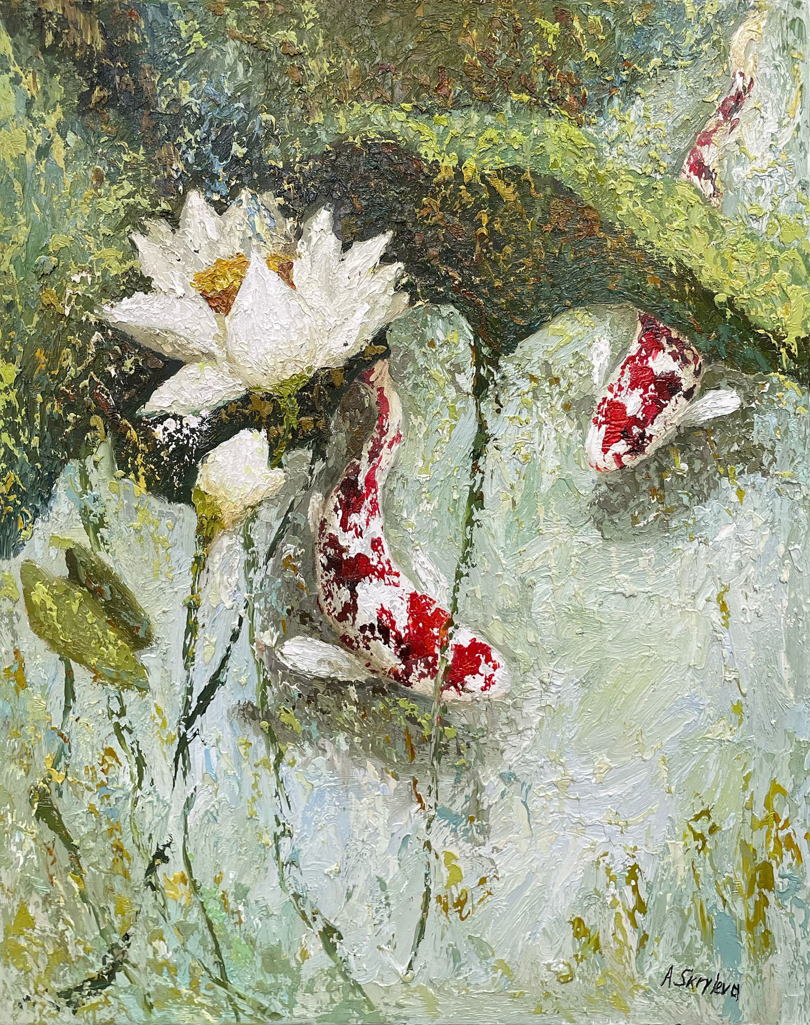 Anastasiya Skryleva 40 H x 30 W Original Koi Fish Painting (1 of 11)