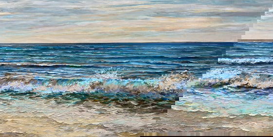 Andrii Afanasiev 36 H x 72 W Original Seascape Painting