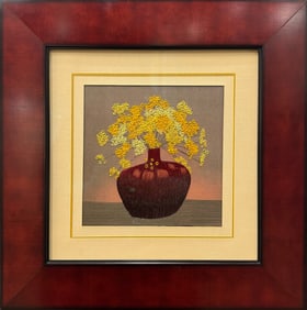 17 H x 17 W Original Floral Embroidery