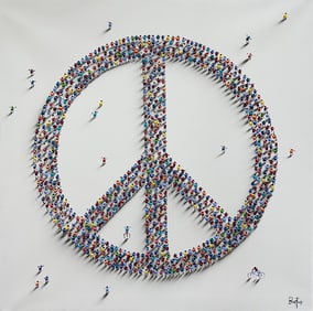 Francisco Bartus 39.5 H x 39.5 W Peace Sign Original Painting