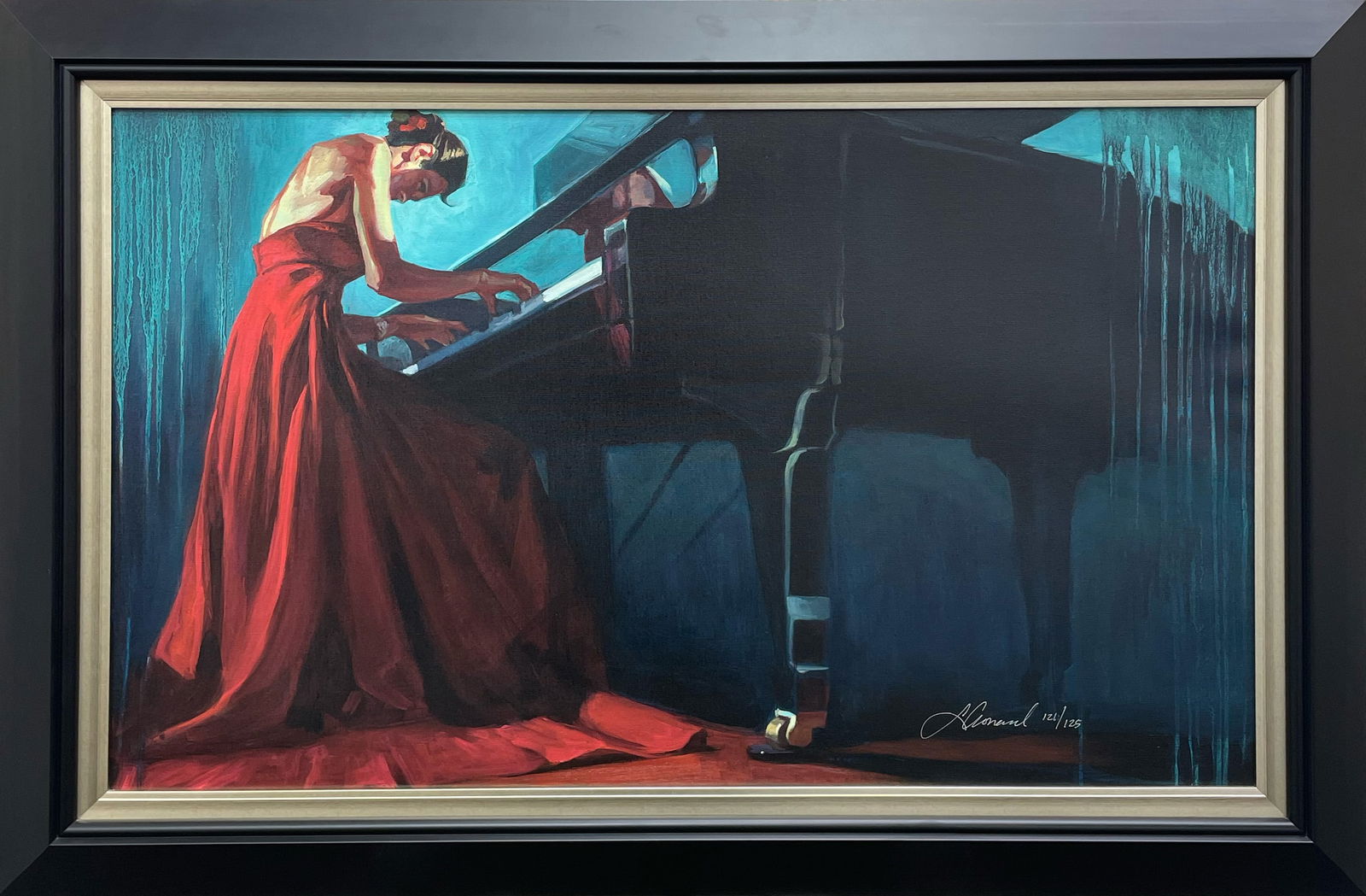 Gabe Leonard 29 H x 42.75W Framed RARE Hand Signed & Numbered LE: Artist: Gabe Leonard (b.1976-) American Title: It Takes More Than Talent Medium: Giclee on Canvas Canvas Size: 22.25 x 36 w Frame Size: 29 h x 42.75 w Weight: 10.7 lbs. Edition: 121/125 Signature: Fro
