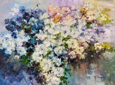 J. Morgan 30 H x 40 W Original Floral Painting