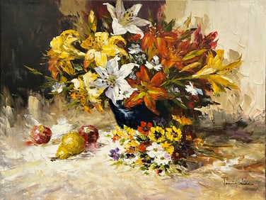 Jamie Lisa 30 H x 40 W Original Floral Still Life Painting