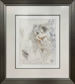 Jurgen Gorg 27.5 H x 24.5 W Virgo Framed Etching