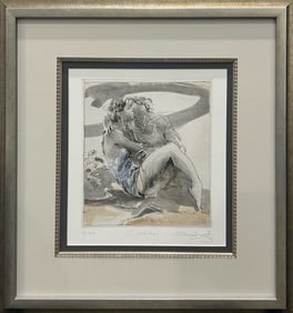 Jurgen Gorg 26.75 H x 23.5 W Gefluister (Whispered) Framed Etching