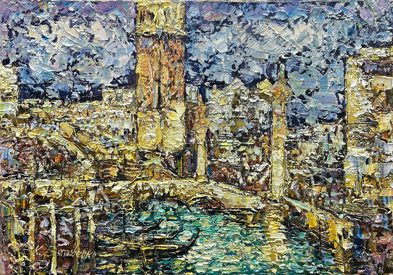 Konstantin Savchenko 24 H x 36 W Original Venice Painting: Artist: Konstantin Savchenko (b.1968-) Ukrainian Title: The Nightly Venice Medium: Oil on Canvas Artwork Size: 24 H x 36 W Weight: 4.5 lbs. Signature: Front, bottom left corner Gallery certificate of