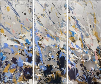 Konstantin Savchenko 30 H x 35.25 W Original Abstract Triptych Paintings