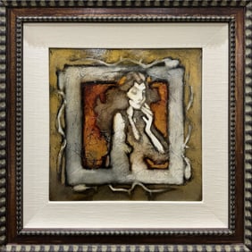 David Martin 28.25 H x 28.25 W Framed Female Bust Original Painting