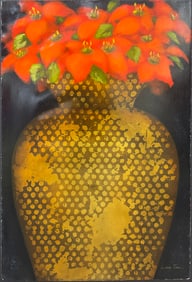 Lun Tse 44 H x 30 W Original Floral Painting