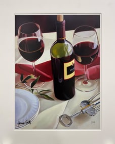 Thomas Stiltz 23.5 H x 17.5 W Handsigned Unframed Red Wine Still Life Poster