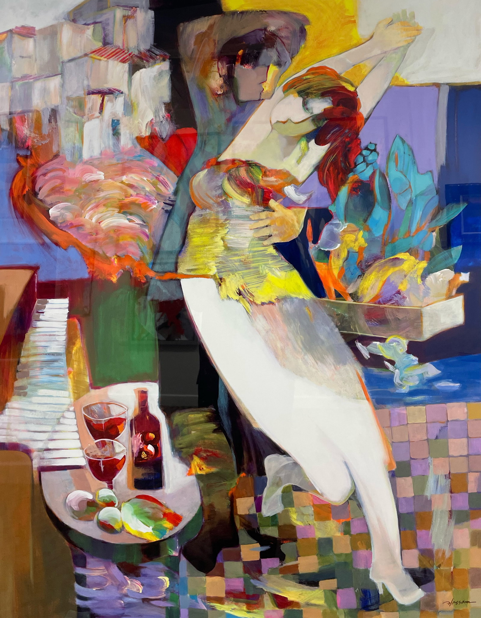 Hessam Abrishami 48" H x 36" W Limited Edition on Metal 32/45: Artist: Hessam Abrishami (b.1951-) Iranian Title: Crazy in Love Medium: Sublimated Print on Metal Artwork Size: 48" H x 36" W x 1.5" D Edition: 32/45 Weight: 15 lbs.Signature: in plate, bottom right c