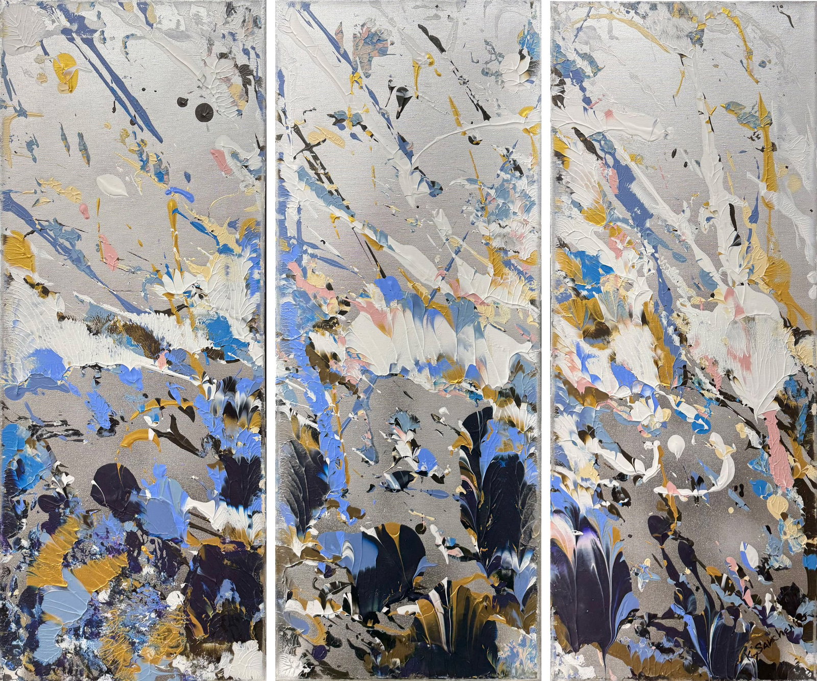 Konstantin Savchenko 30" H x 35.25" W Original Abstract Triptych Paintings (1 of 19)