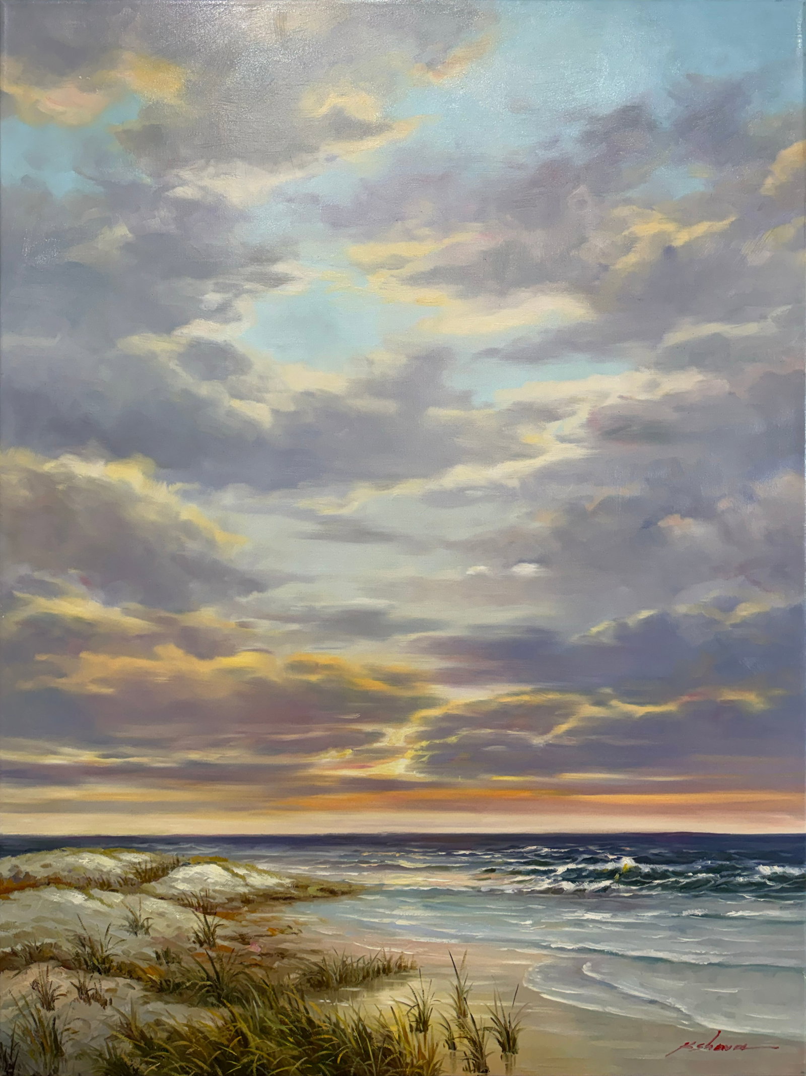 K Shava 48" H x 36" W Seascape Original Painting  (1 of 11)