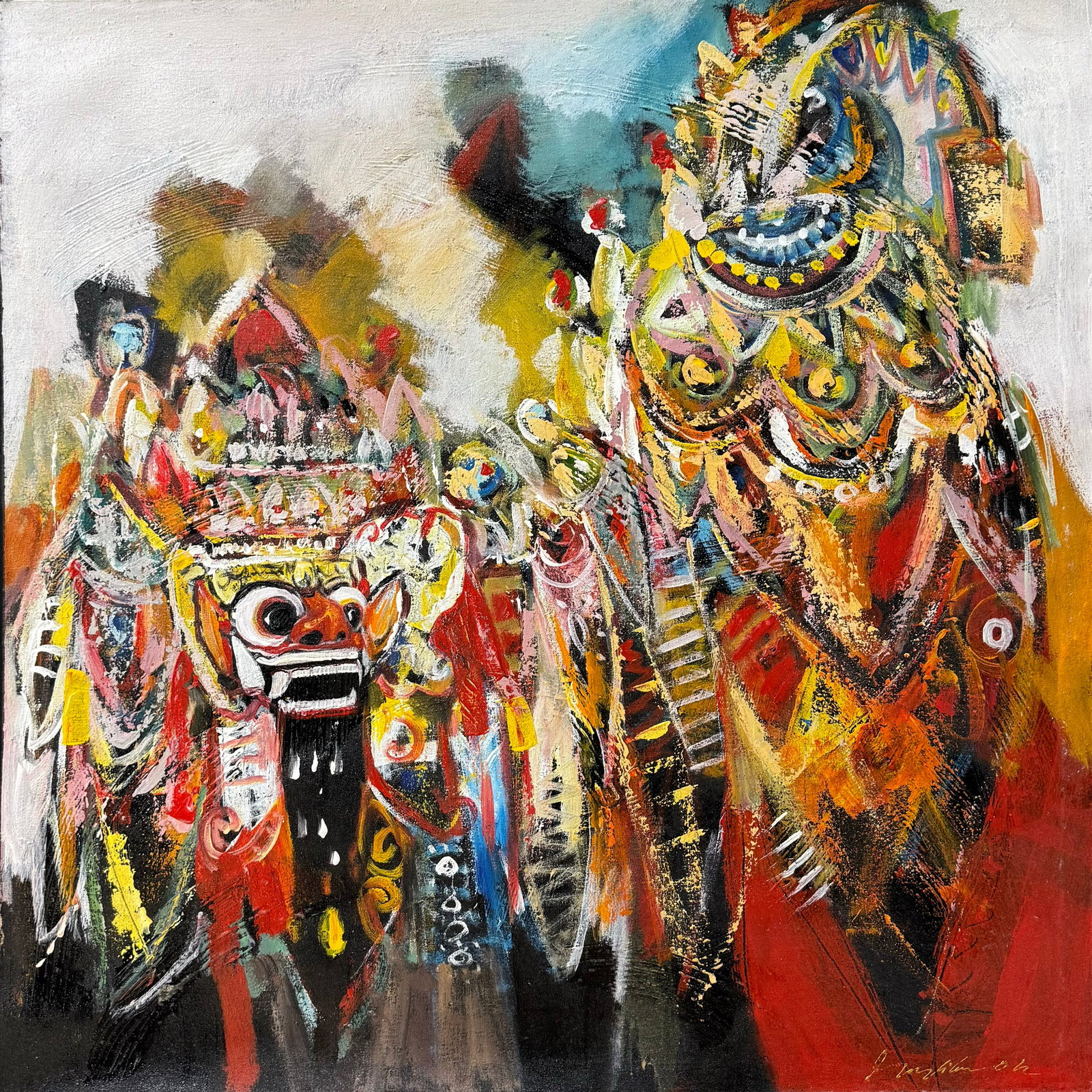 I Putu Ardika 39.25” H x 39.25” W Indonesian Original Painting (1 of 16)