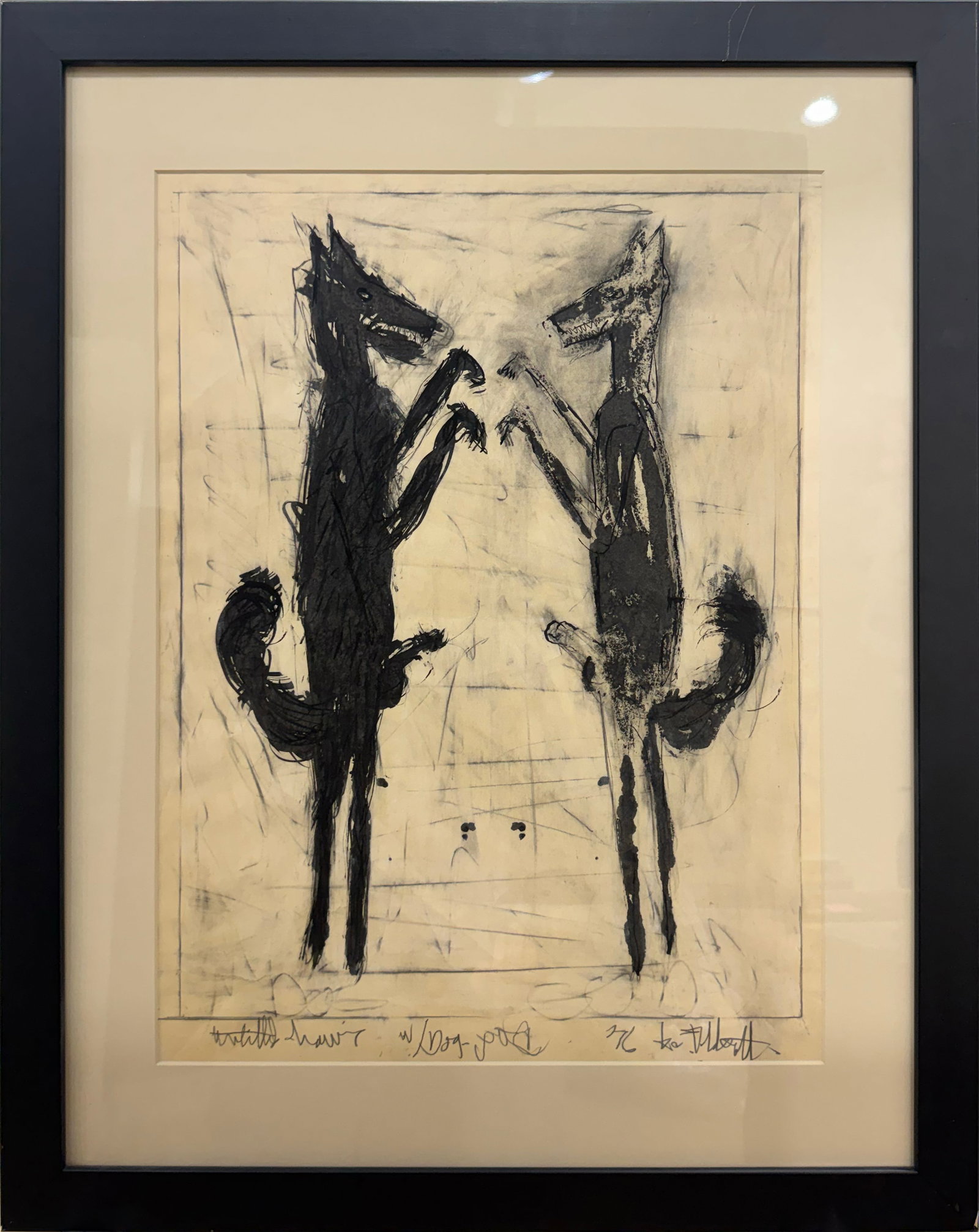Yisrael Feldsott 29.25" H x 23.25" W Framed Original Mixed Media Untitled Dog (1 of 17)