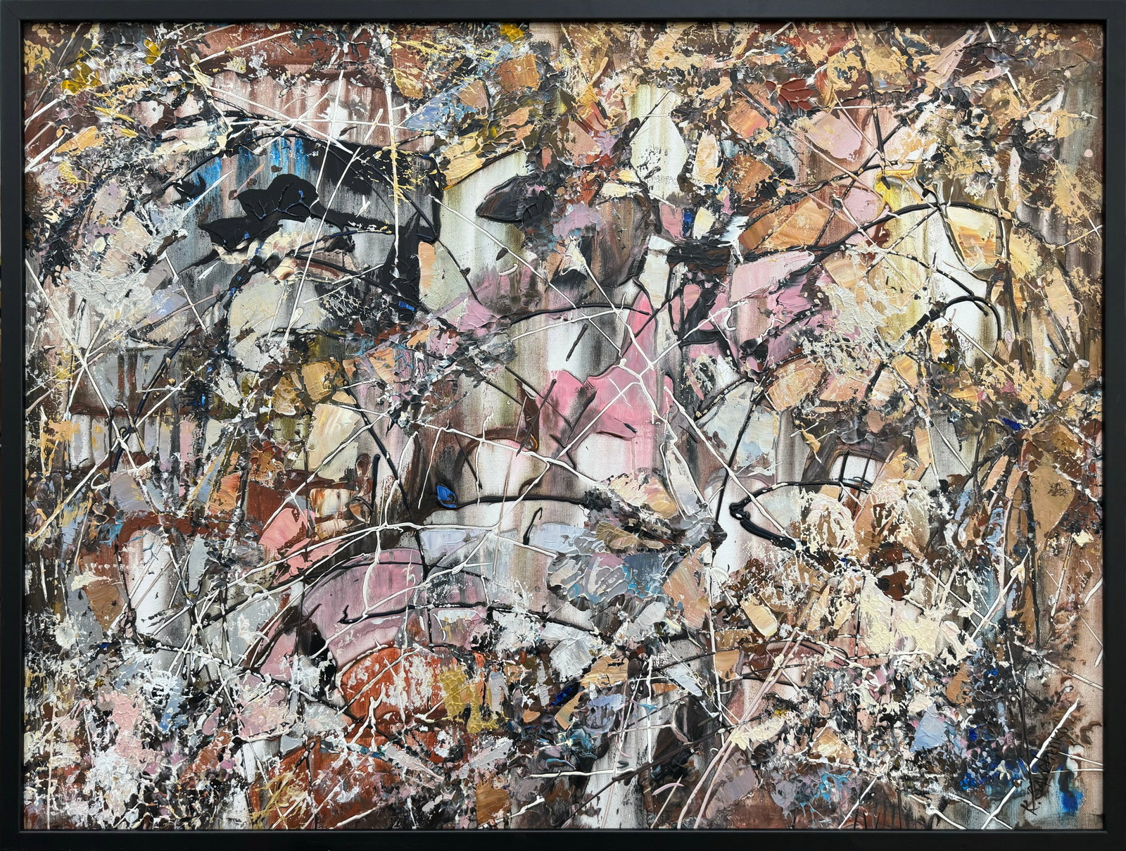 Konstantin Savchenko 30.5" x 40.5" W Original Abstract Painting: Artist: Konstantin Savchenko (b.1968-) Ukrainian Title: Terracotta Jazz Medium: Acrylic on Canvas Artwork Size: 29.25“ H x 39.25” W Framed Size: 30.5” H x 40.5” W x 1.5” D We