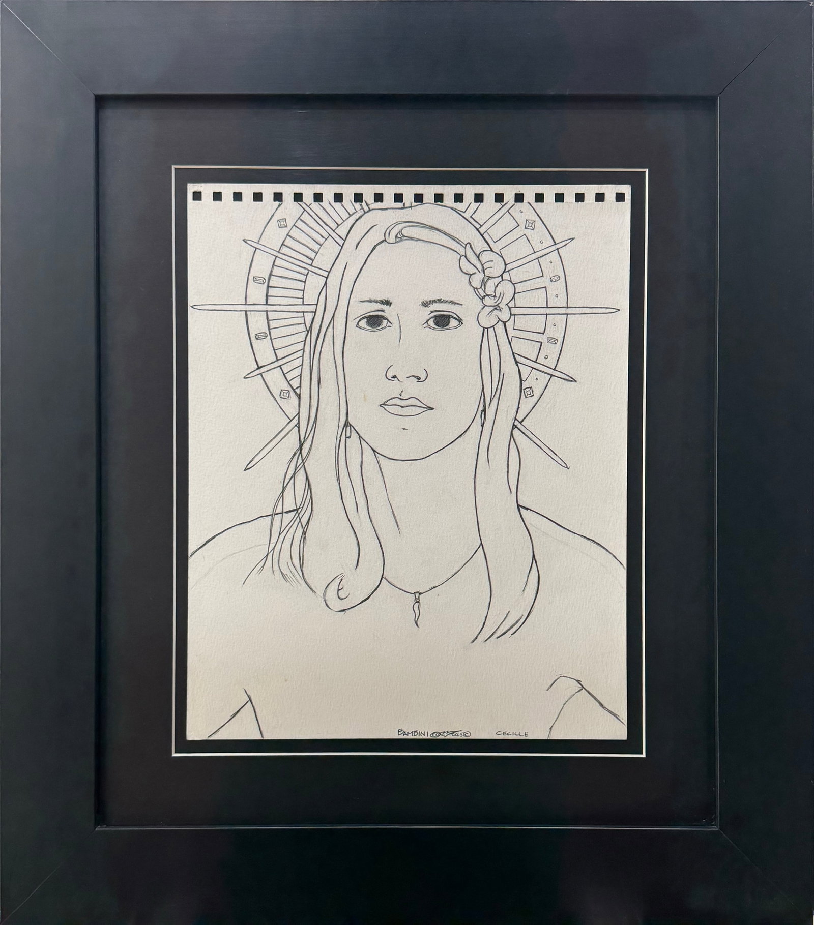 Vincent Roy Bambini 22.5” H x 20” W Framed Cecille Portrait Original Sketch (1 of 15)