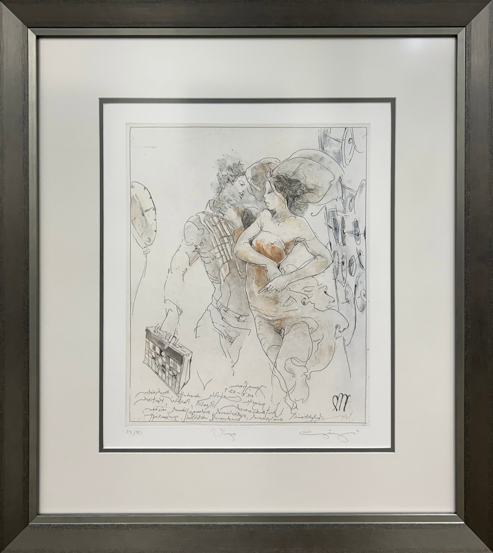 Jurgen Gorg 27.5" H x 24.5" W Framed Zodiac - Virgo Etching 24/90 (1 of 10)