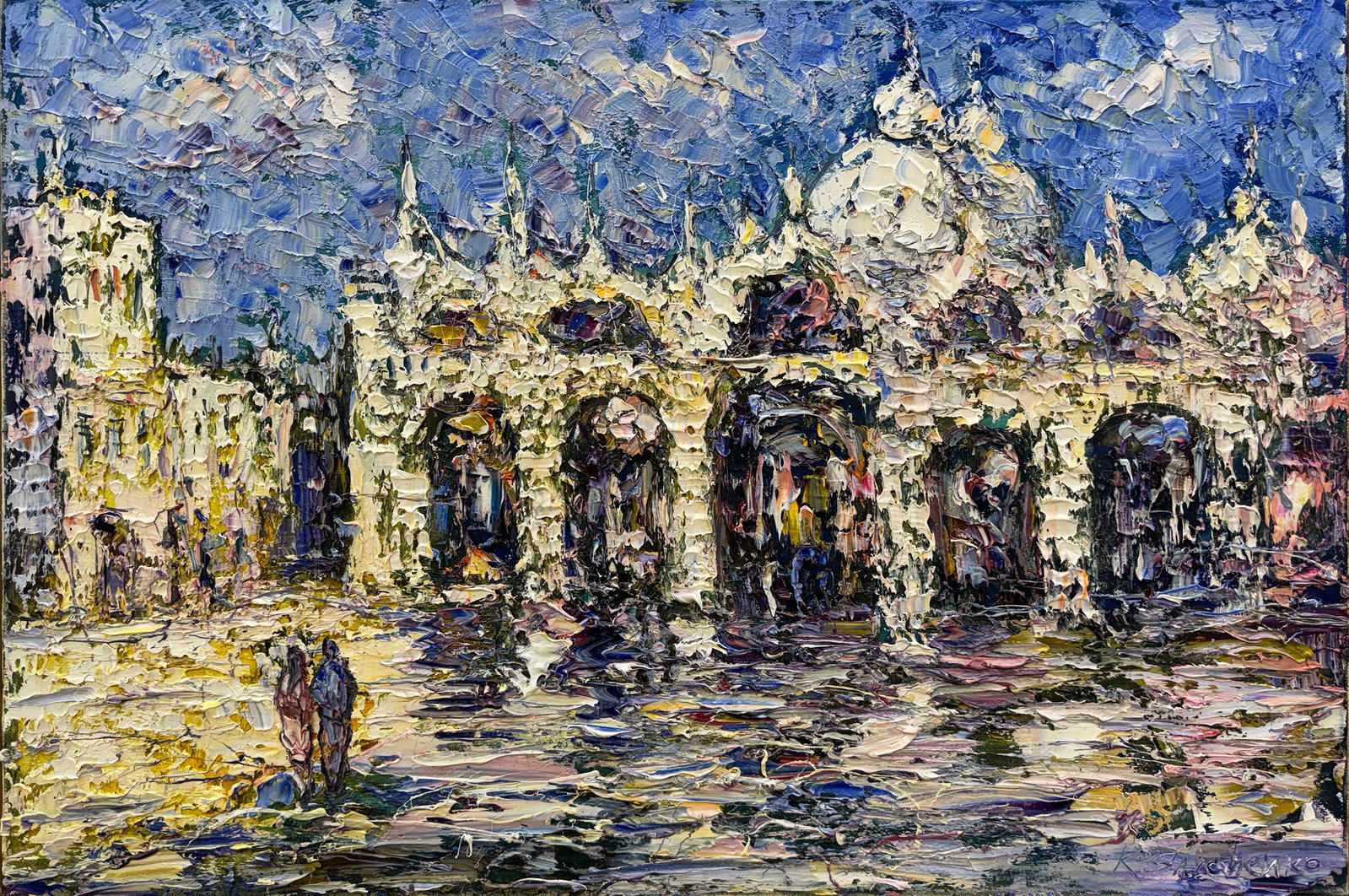 Konstantin Savchenko 24" H x 36" W Original Venice Painting: Artist: Konstantin Savchenko (b.1968-) Ukrainian Title: Sunny Venice Medium: Oil on Canvas Artwork Size: 24" H x 36" W x 1.5" D Weight: 5 lbs. Edition: Original Signature: Bottom right in paint Certif